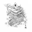 blessed in Japanese with clouds  tattoo design idea