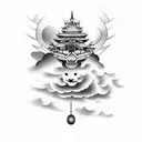 blessed in Japanese with clouds  tattoo design idea