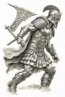 gladiator standing triumphantly tattoo design idea