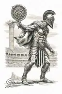 gladiator standing triumphantly tattoo design idea