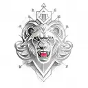A tattoo of a roaring lion wearing a Greek laurel wreath tattoo design idea