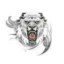 A tattoo of a roaring lion wearing a Greek laurel wreath tattoo design idea