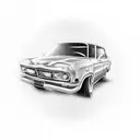 A tattoo of a vintage car driving through the streets of ancient Greece tattoo design idea