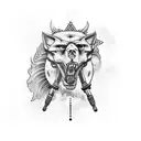 A tattoo of a vintage car driving through the streets of ancient Greece tattoo design idea