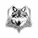 aggressive celtic wolf tattoo design idea