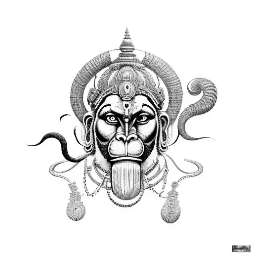 hanuman gada with trishul tattoo design idea