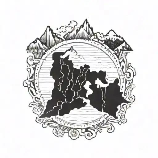 New Jersey State Silhouette Map Shape with Rocky Mountains around it tattoo design idea