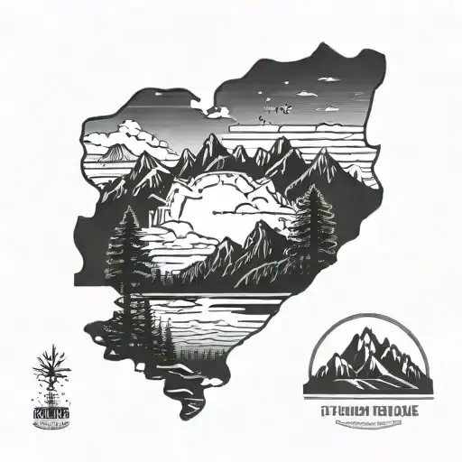 rockey mountain range silhouette and New Jersey state silhouette  tattoo design idea