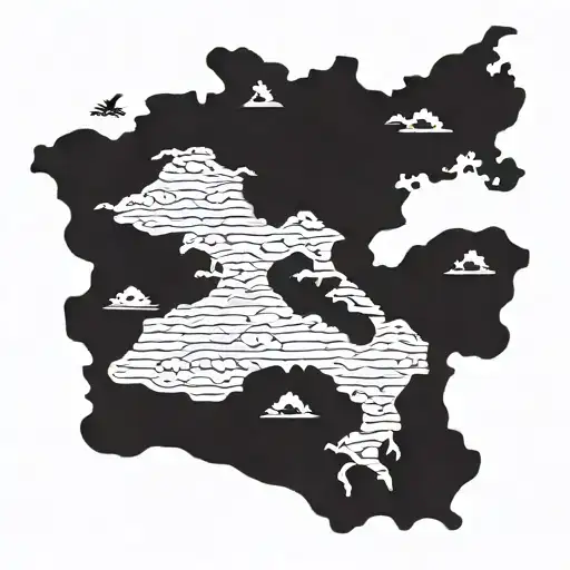 New Jersey State Silhouette Shape Map and Rocky Mountains tattoo design idea