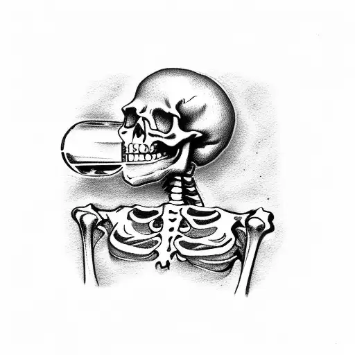 skeleton drinking a beer tattoo design idea