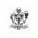 skeleton drinking a beer tattoo design idea