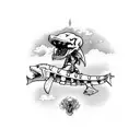 skeleton riding a tigershark with a beer in his hand tattoo design idea