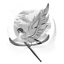 A rowing oar with intricate dotwork patterns of cockatiel feathers tattoo design idea