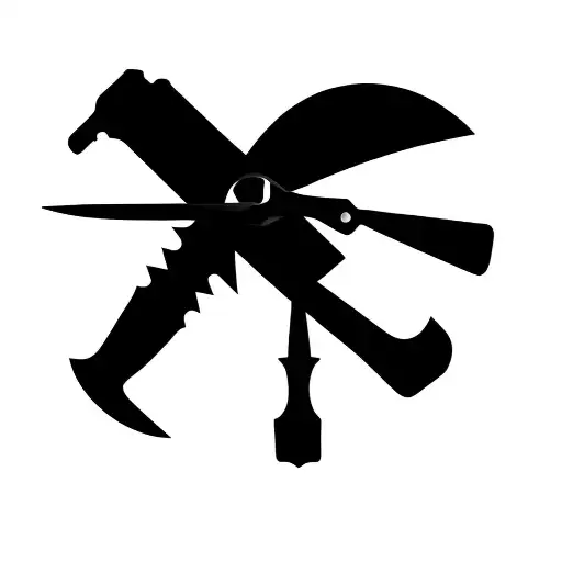 a pair of scissors and a knife tattoo design idea