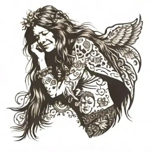 janis joplin with some 60's tattoo design idea