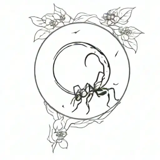 moon in ant  tattoo design idea