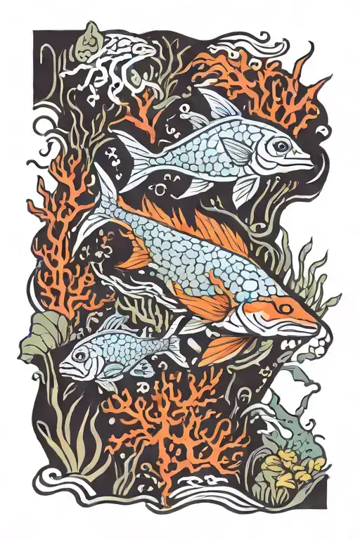 underwater scene with marley tattoo design idea