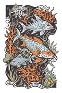 underwater scene with marley tattoo design idea