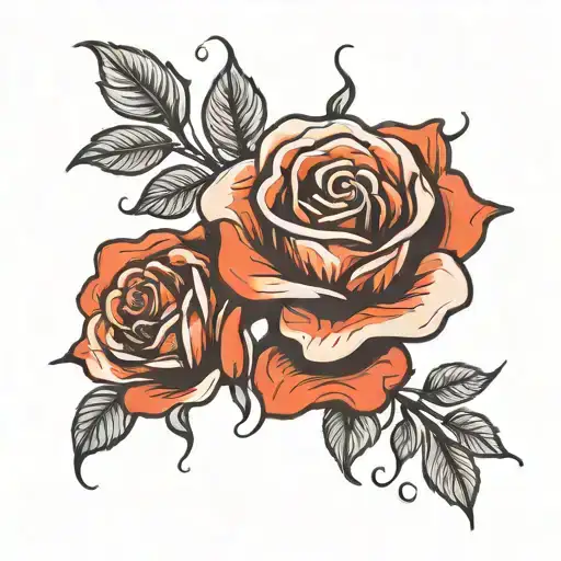 handprint outline roses blooming tattoo design idea