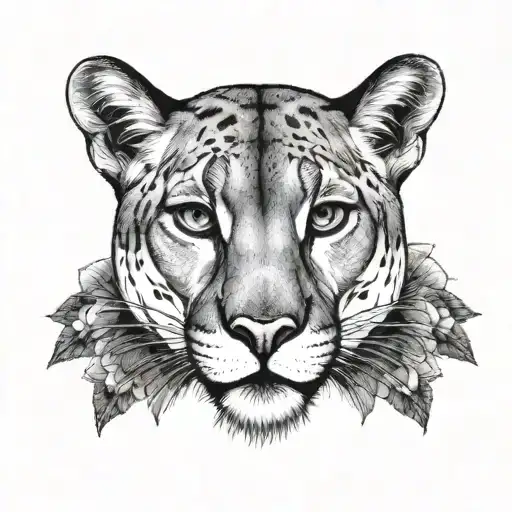 cougar front view, no mandalas tattoo design idea