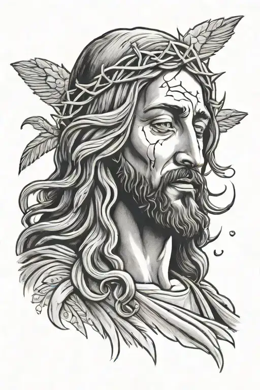 crying Jesus holding tattoo design idea