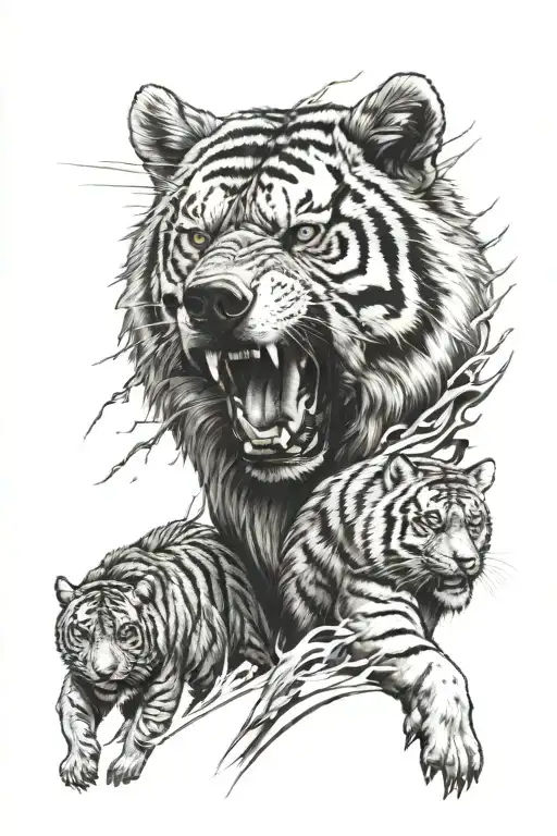 bear tiger wolf soldier tattoo design idea