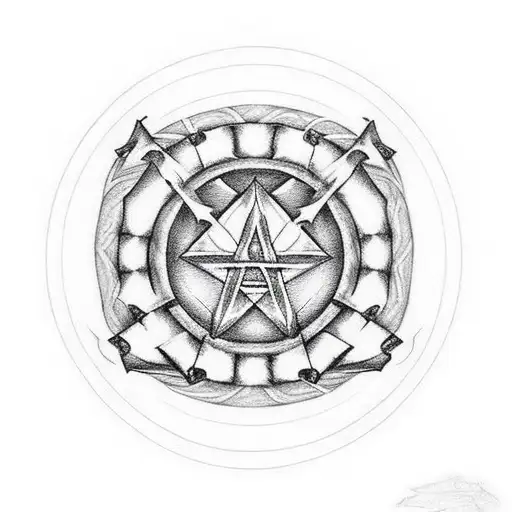 Incorporate a heartagram into a sketch-style tattoo with a realistic Glock tattoo design idea
