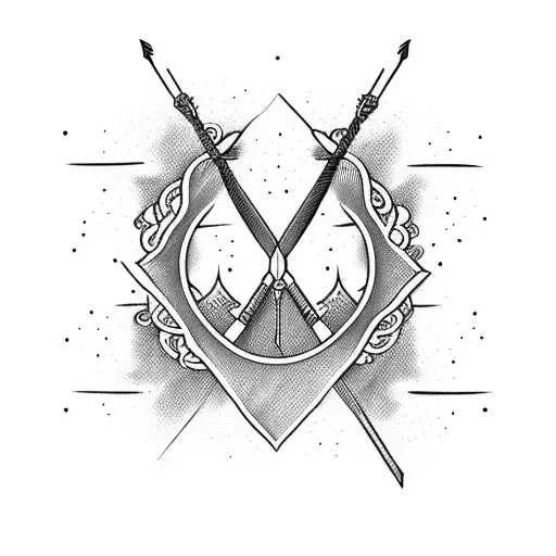 Bow and arrow with a motivational quote 'Stay Strong' tattoo design idea