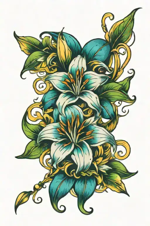 lily flower heart tattoo design idea