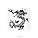 Chinese dragon with square and cherry blossom tree tattoo design idea