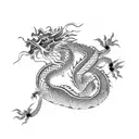 Chinese dragon with square and cherry blossom tree tattoo design idea