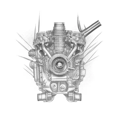 car engine for leg tattoo design idea