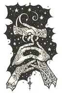 hands reaching to each other stars, cancer ribbon, semi colon tattoo design idea