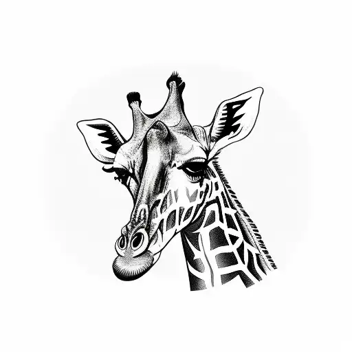 giraffe with khloe written down the neck in Morse code and 9 26 10 written Im Roman numerals  tattoo design idea