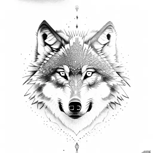 Wolf with rose popping out of his eyes tattoo design idea