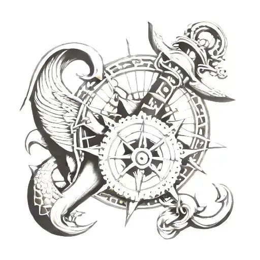 Anchor, Swallow, Nautical Star, Compass Rose, Crossed Cannons, Shellback, King Neptune tattoo design idea