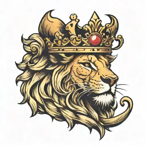 lion with Thorne crown and cross on eye tattoo design idea