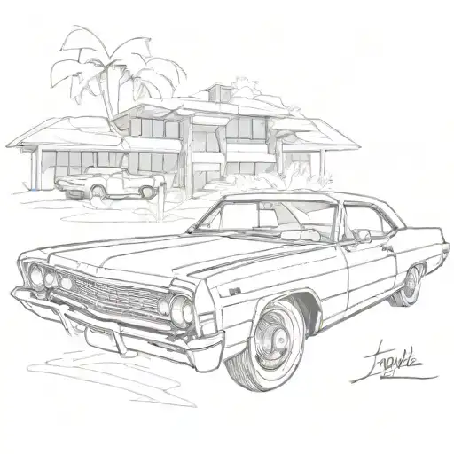 ford Impala 1967 cruising tattoo design idea