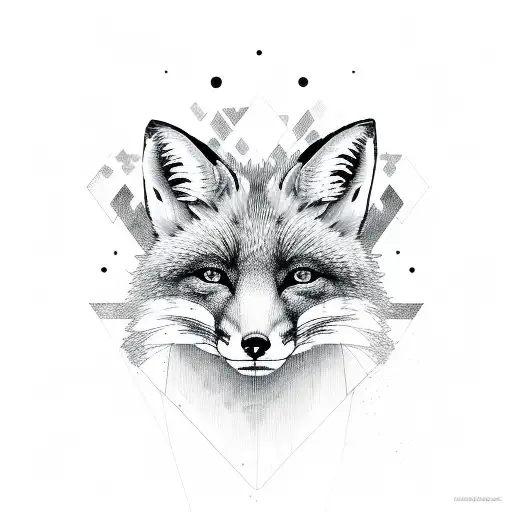 fox with shapes tattoo design idea