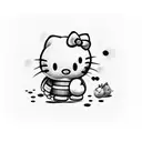 hello kitty con una arma en la mano tattoo design idea