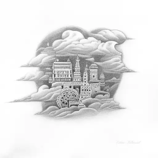 my last name bhathal and big clouds around it and the little clouds too with my ancestor names in it which are joginder, tattoo design idea