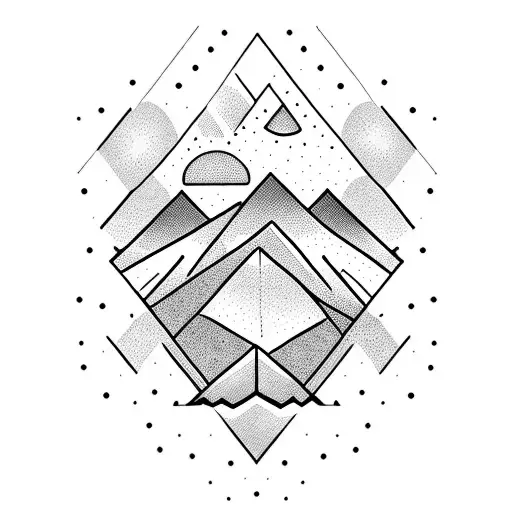 mountain and shooting stars tattoo design idea