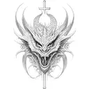 cross libra dragon  tattoo design idea