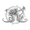 cross libra dragon  tattoo design idea