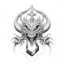 cross libra dragon  tattoo design idea