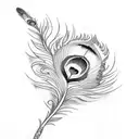peacock feather flute with two name tattoo design idea