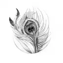 peacock feather flute with two name tattoo design idea