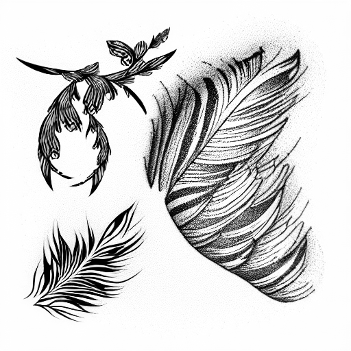 birds and feather tattoo design idea