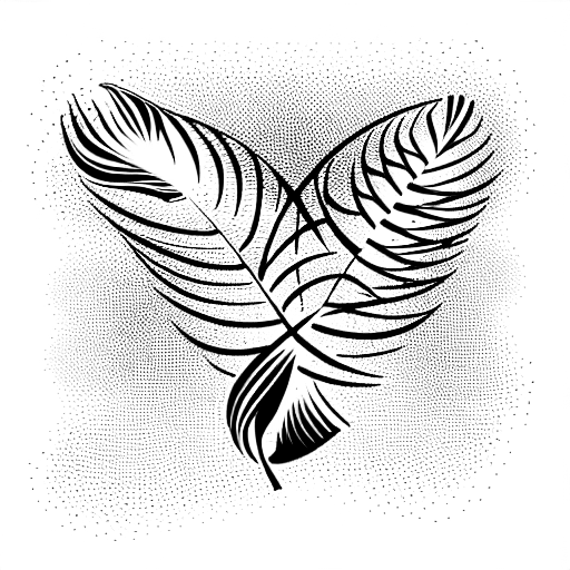 feather and birds tattoo design idea