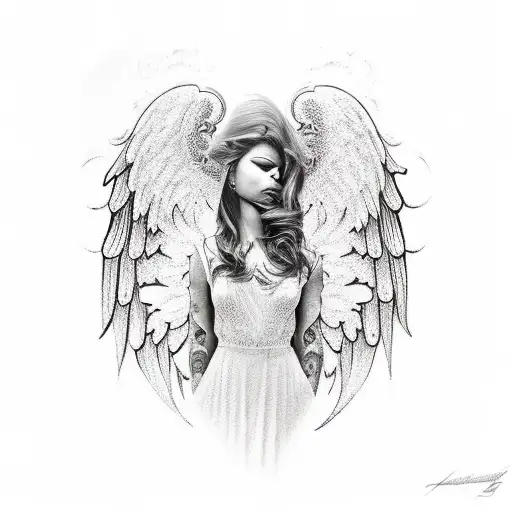 Falling angel tattoo design idea